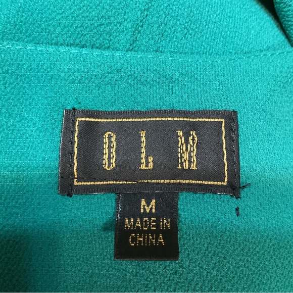 OLM Green V Neck Blouse - Picture 4 of 6